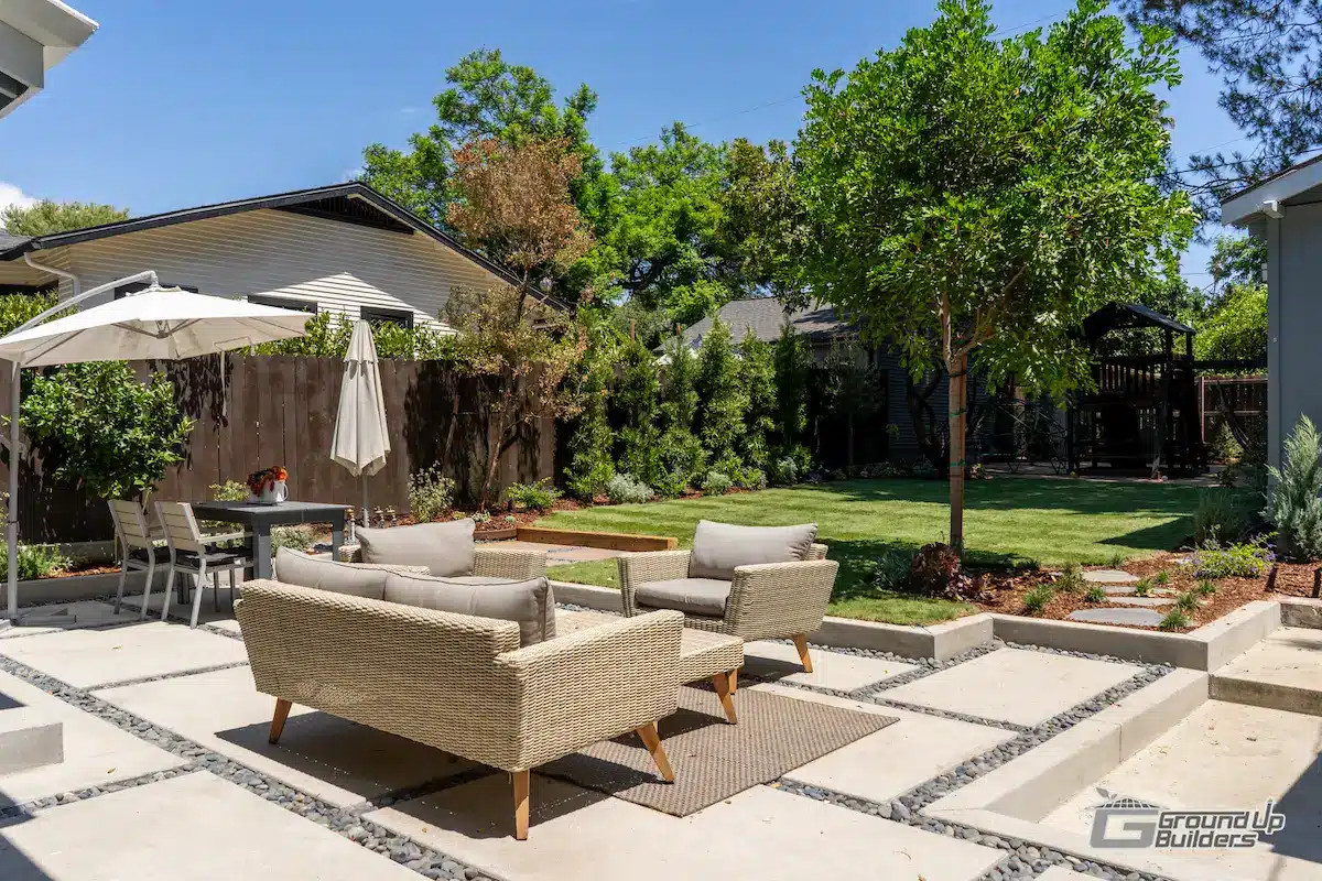 Backyard Patio and Seating Area- Ground Up Builders