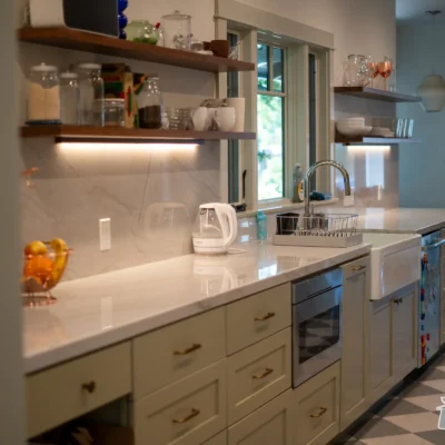 Kitchen Counter and Floating Shelves- Ground Up Builders