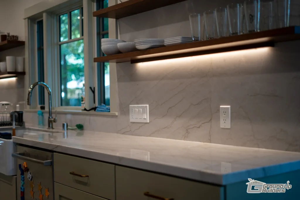 Kitchen Counter with Marble- Ground Up Builders
