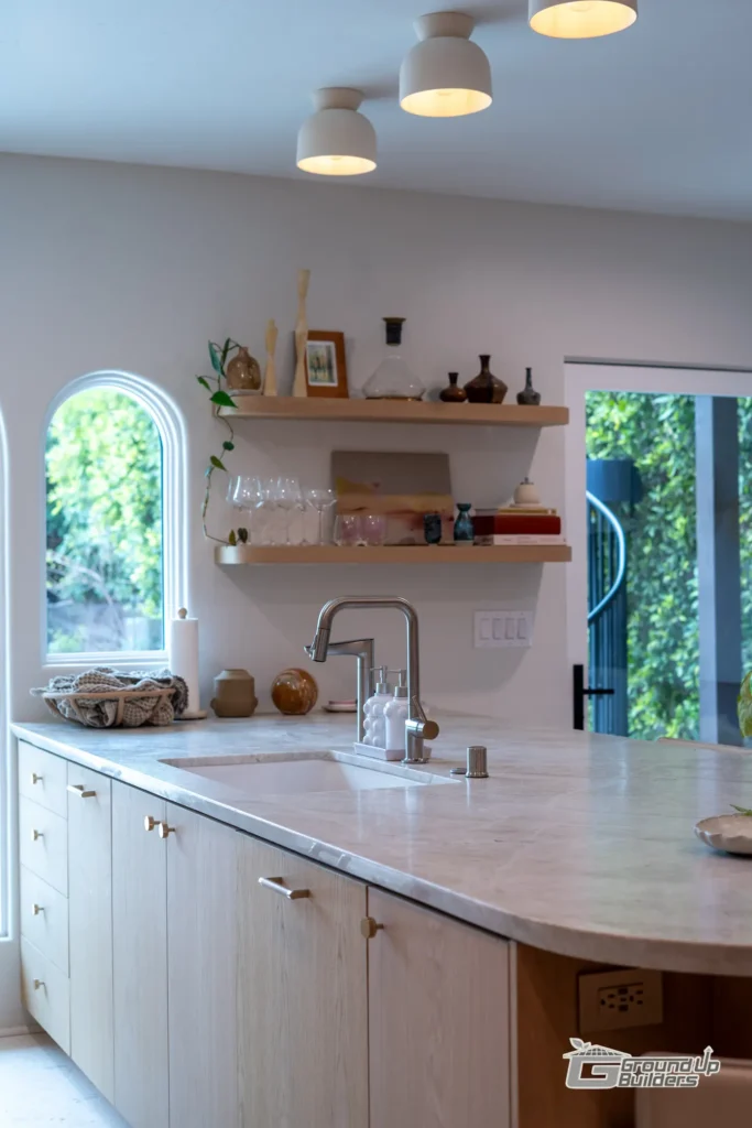 Stylish Kitchen Counter and Shelves- Ground Up Builders