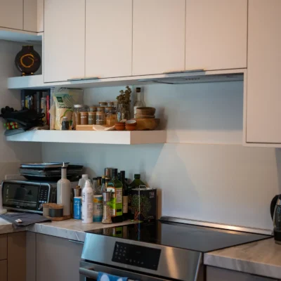 Kitchen Renovation with Modern Stove and Open Shelving | Ground Up Builders