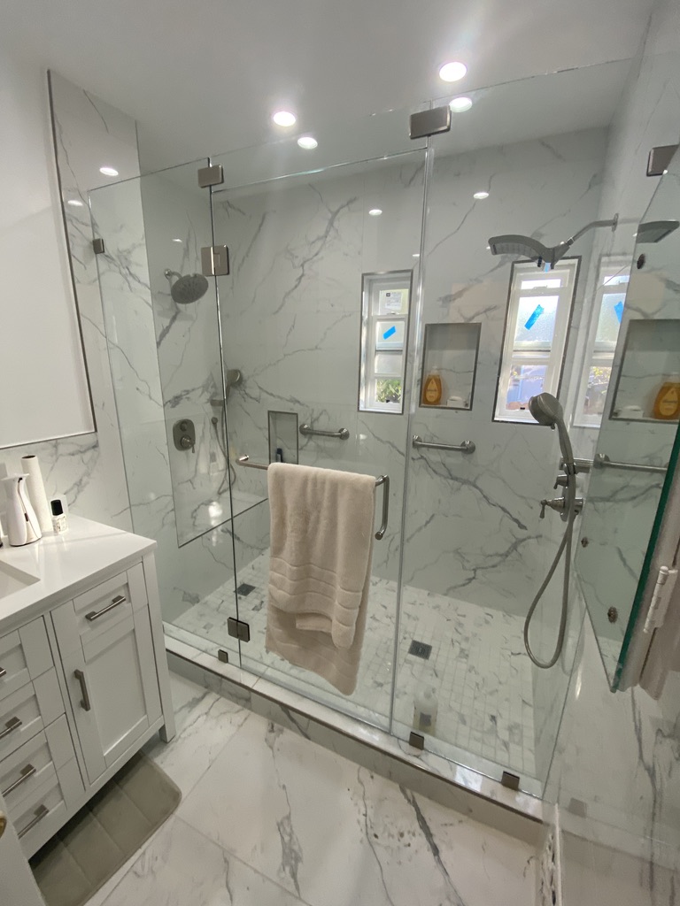 Bathroom after in a three trade remodel project in East Pasadena, Pasadena