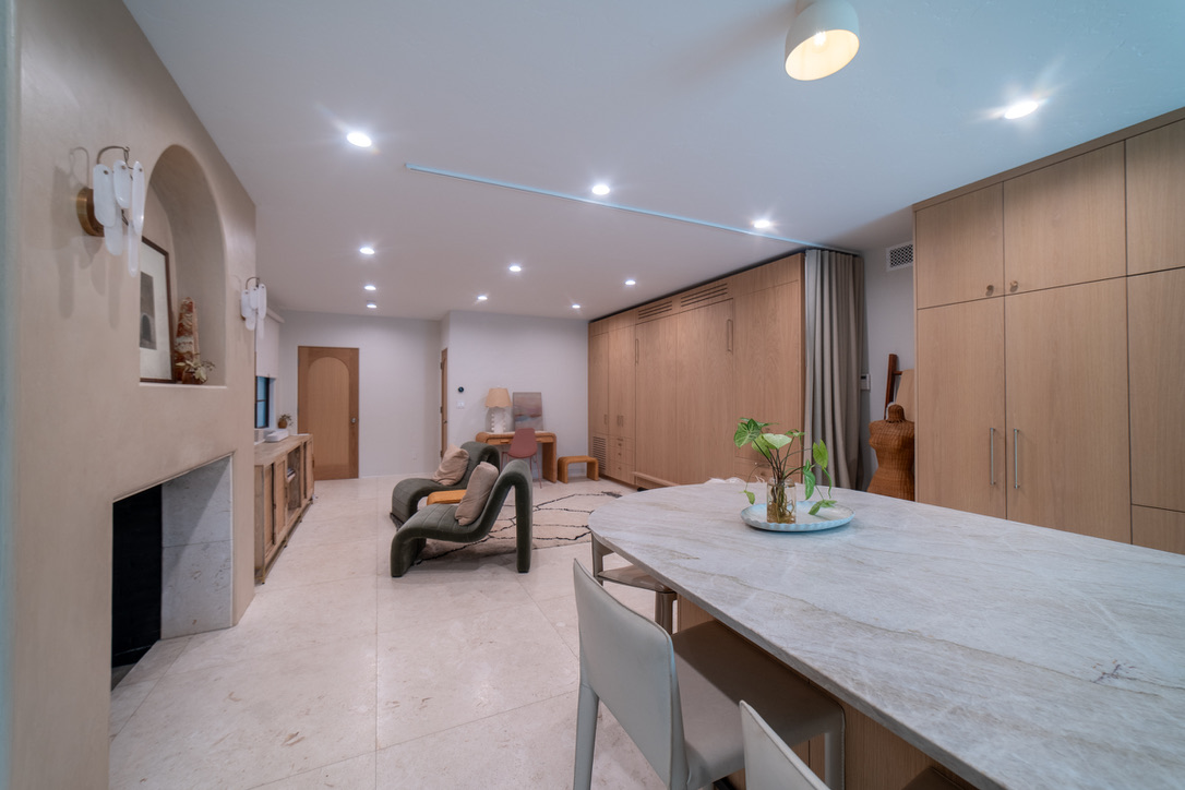 Living room after a junior ADU conversion project in Los Feliz, Los Angeles