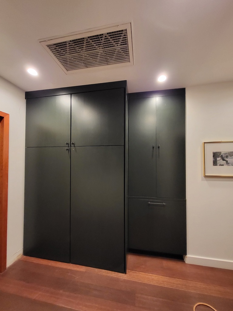 Custom black cabinets in a cabinetry project in Hollywood, Los Angeles