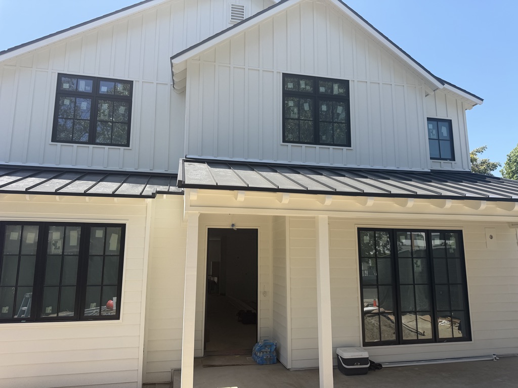 Front exterior in a new home build project in Studio City