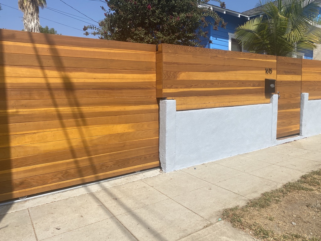 Front yard after in a custom gate and fence project in Highland Park, Los Angeles