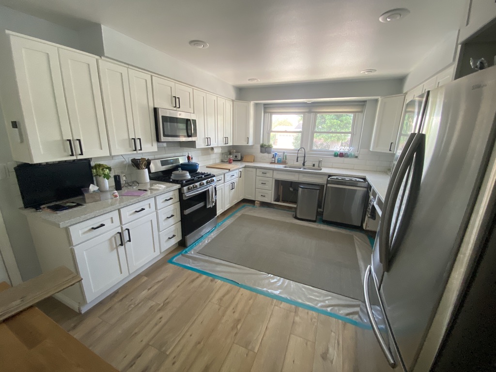Kitchen in a prefab cabinet kitchen remodel project in North Hills, Los Angeles