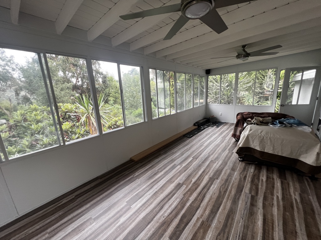 Patio after in a patio enclosure project in Glassell Park, Los Angeles.
