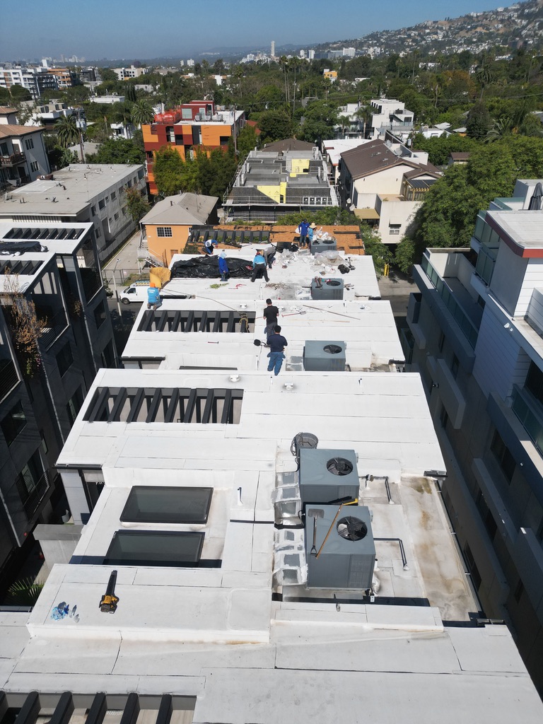 Flat roof in a commercial roofing project in West Hollywood